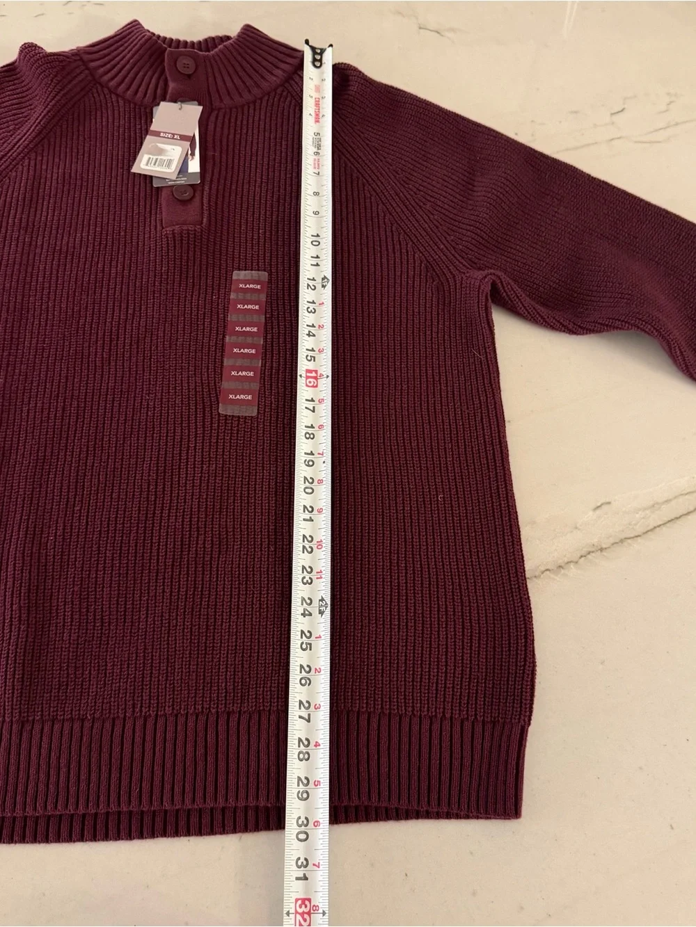 Eddie Bauer Sweater Mens Red Maroon Pullover Quarter Zip Size XL NWT